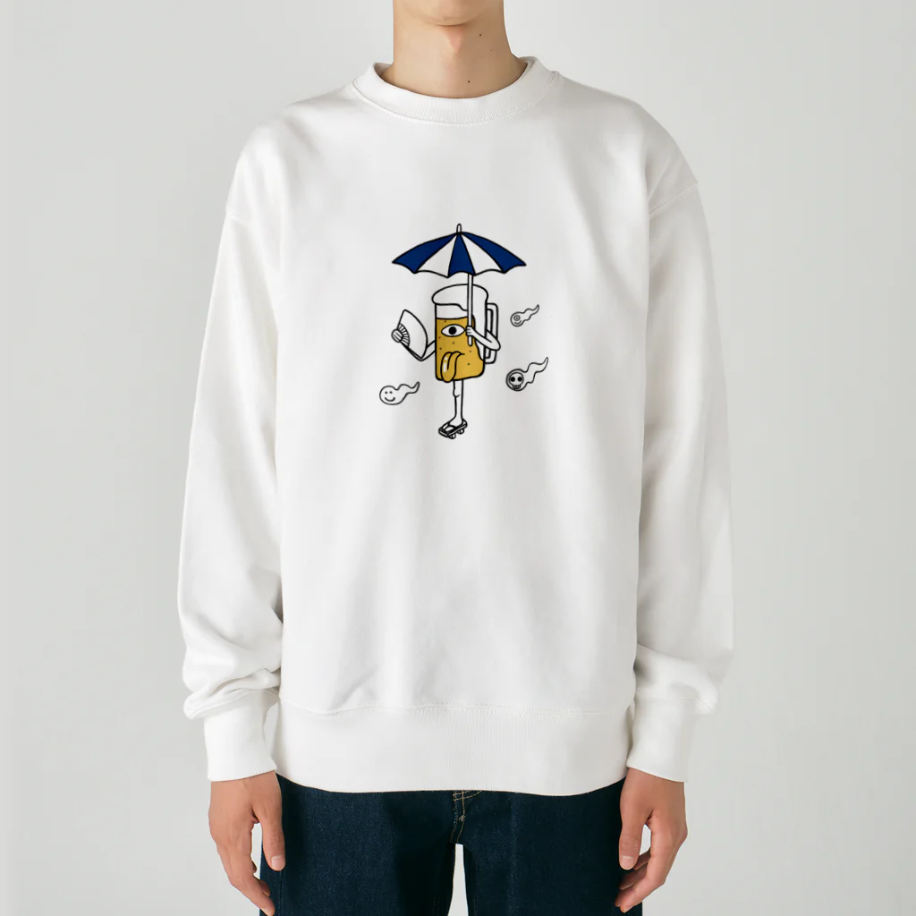 リュウラクドウの唐傘ビールお化け Heavyweight Crew Neck Sweatshirt