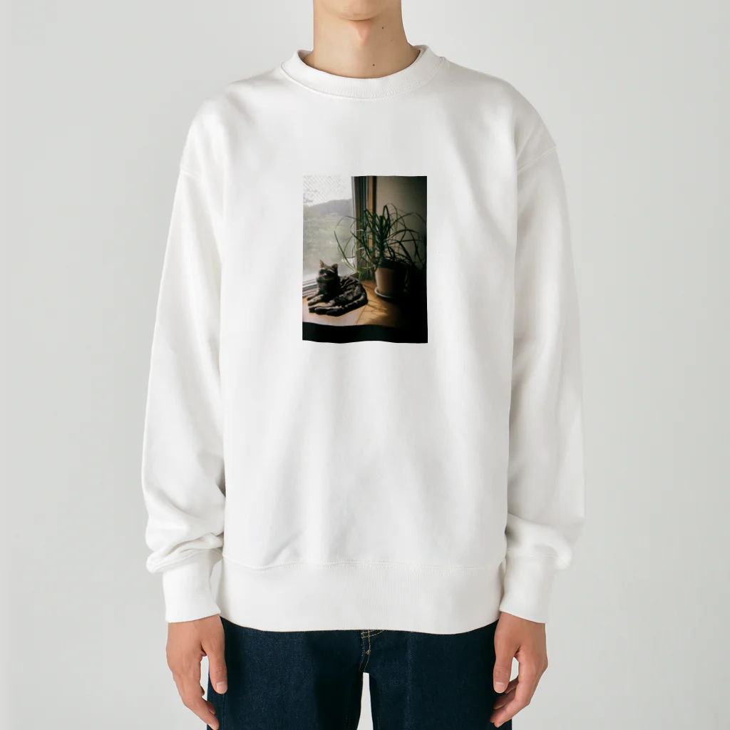 毎日ころりんの猫の写ルンです Heavyweight Crew Neck Sweatshirt