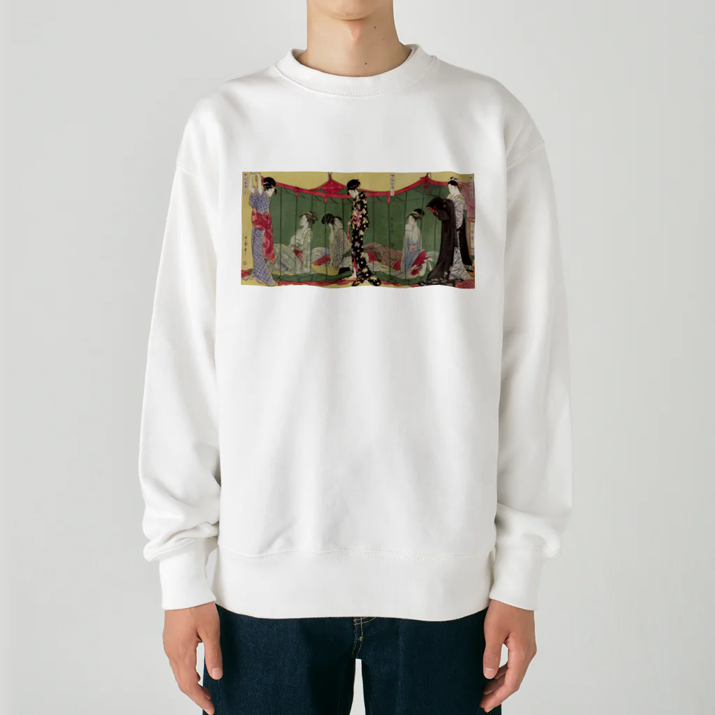 寿めでたや(ukiyoe)の日本画　浮世絵　喜多川歌麿_婦人泊り客の図 Heavyweight Crew Neck Sweatshirt