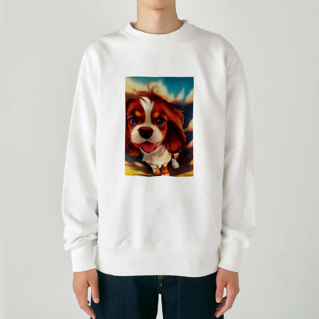 AIアート&ルビィ店@INFPのかわいいキャバリアちゃん Heavyweight Crew Neck Sweatshirt