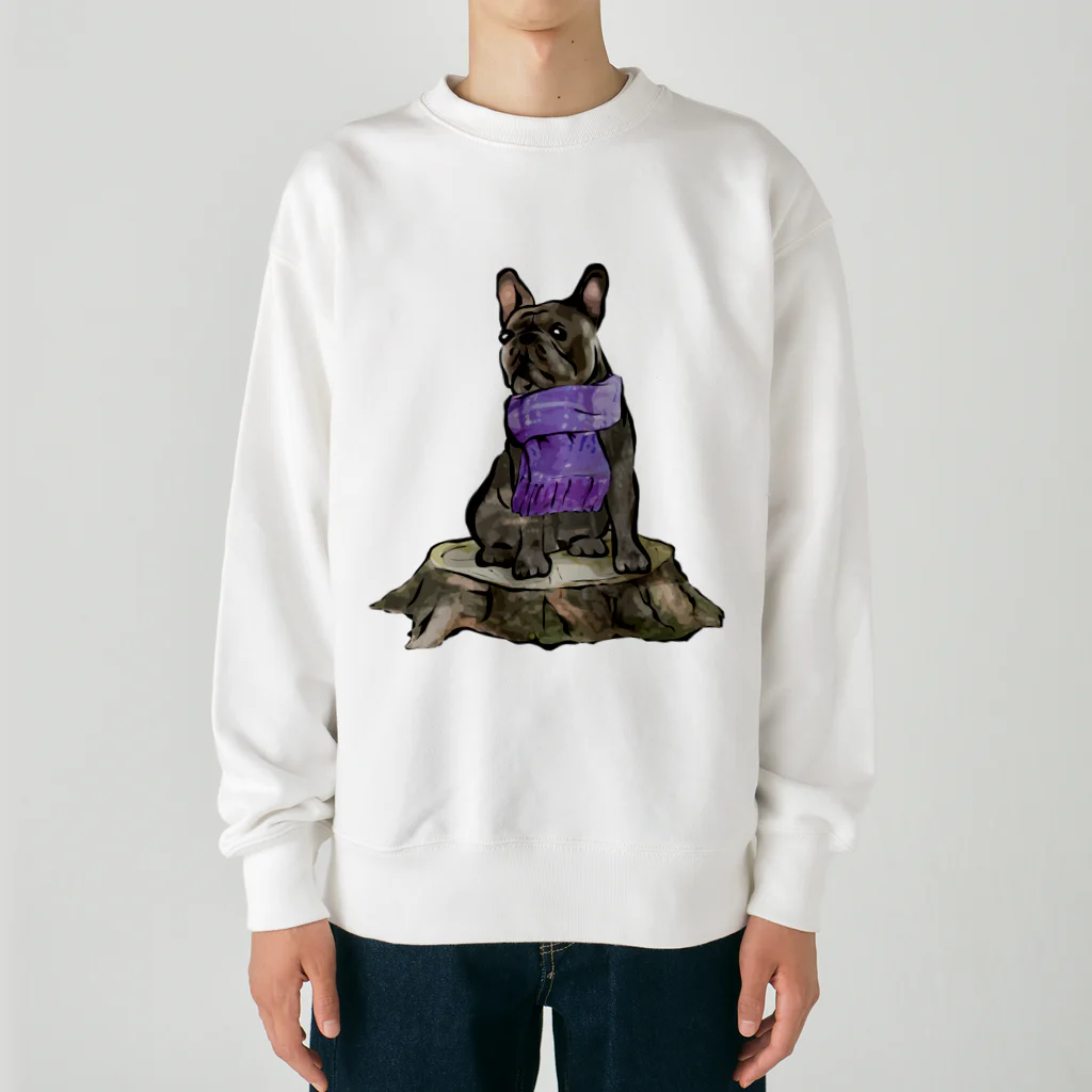 犬グッズの店しえるぶるーのマフラー犬　フレンチブルドッグ　ブリンドル Heavyweight Crew Neck Sweatshirt