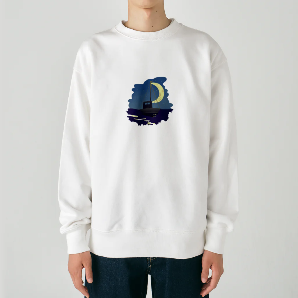 虎笑鬼　まうの月夜のヨット Heavyweight Crew Neck Sweatshirt