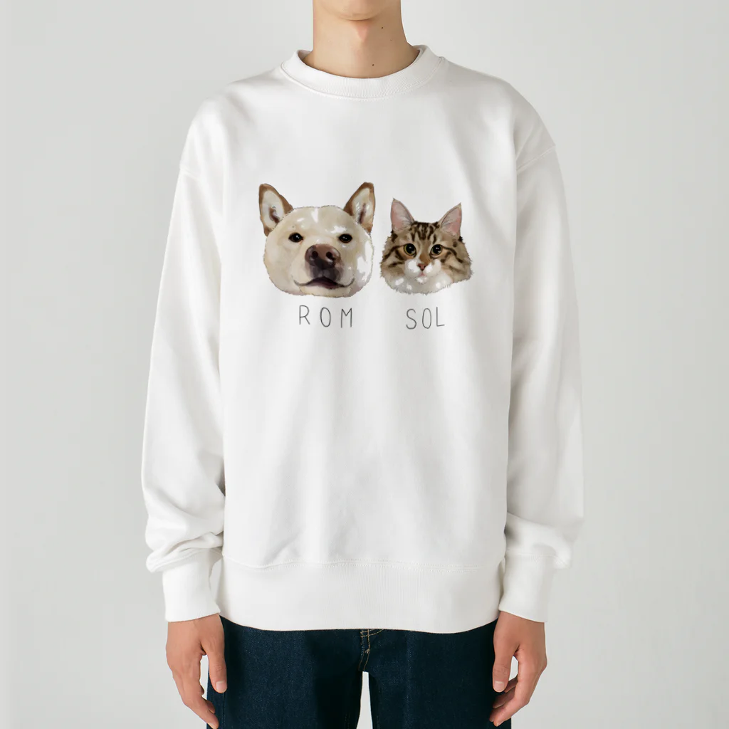 みきぞーん｜保護猫 ミッキー画伯と肉球とおともだちのrom & sol Heavyweight Crew Neck Sweatshirt