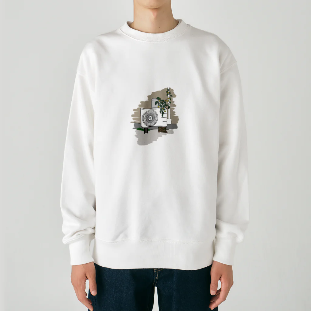 都市観察部の緑と室外機 Heavyweight Crew Neck Sweatshirt