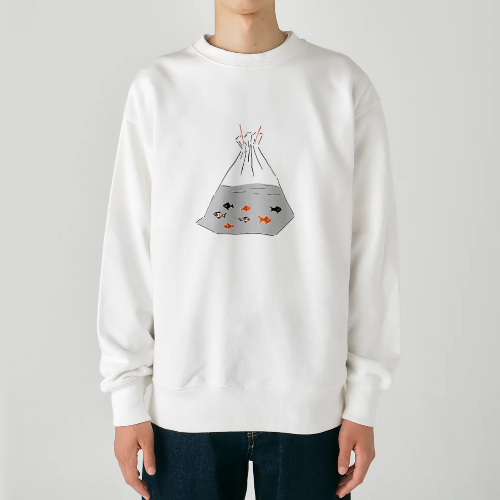 NIKORASU GOの祭りデザイン「金魚すくい」 Heavyweight Crew Neck Sweatshirt