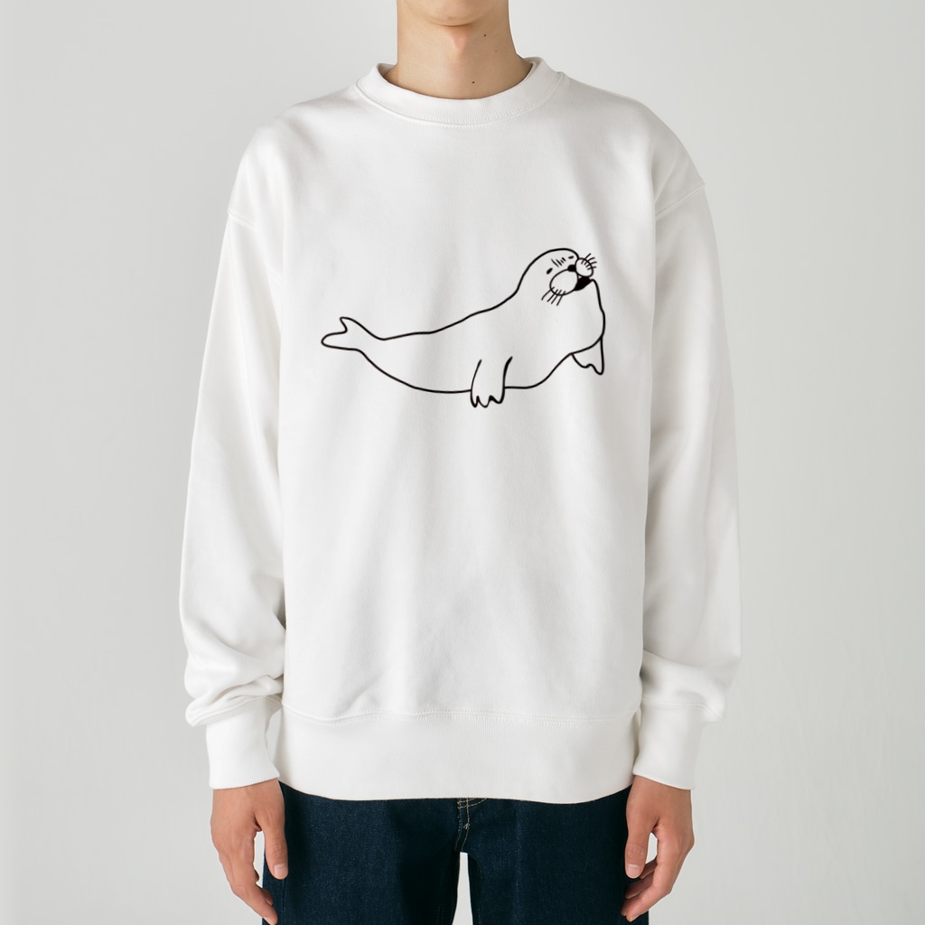 neconos Goodsのあざらしのひと（黒） Heavyweight Crew Neck Sweatshirt