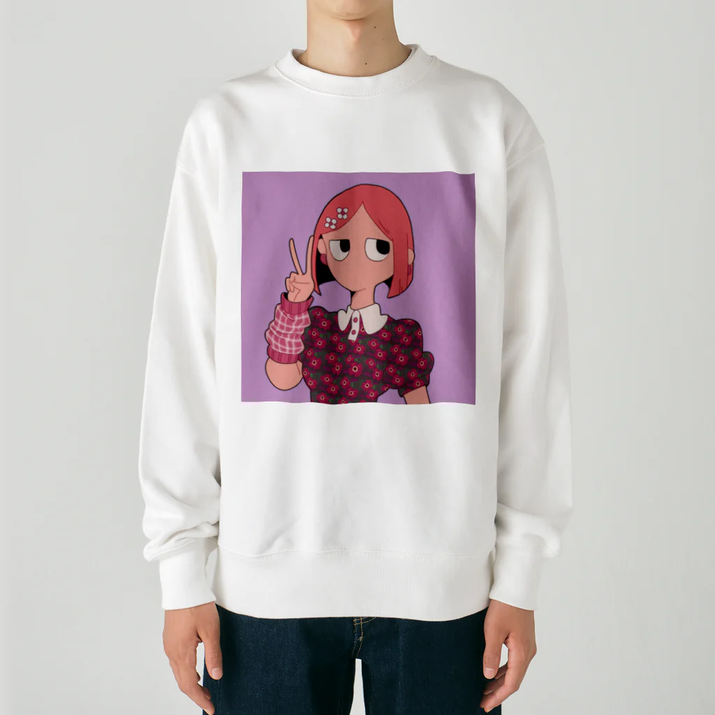 あきたえりの『ピース』(ピンクver.) Heavyweight Crew Neck Sweatshirt