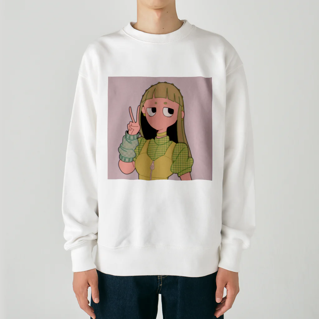 あきたえりの『ピース』(グリーンver.) Heavyweight Crew Neck Sweatshirt