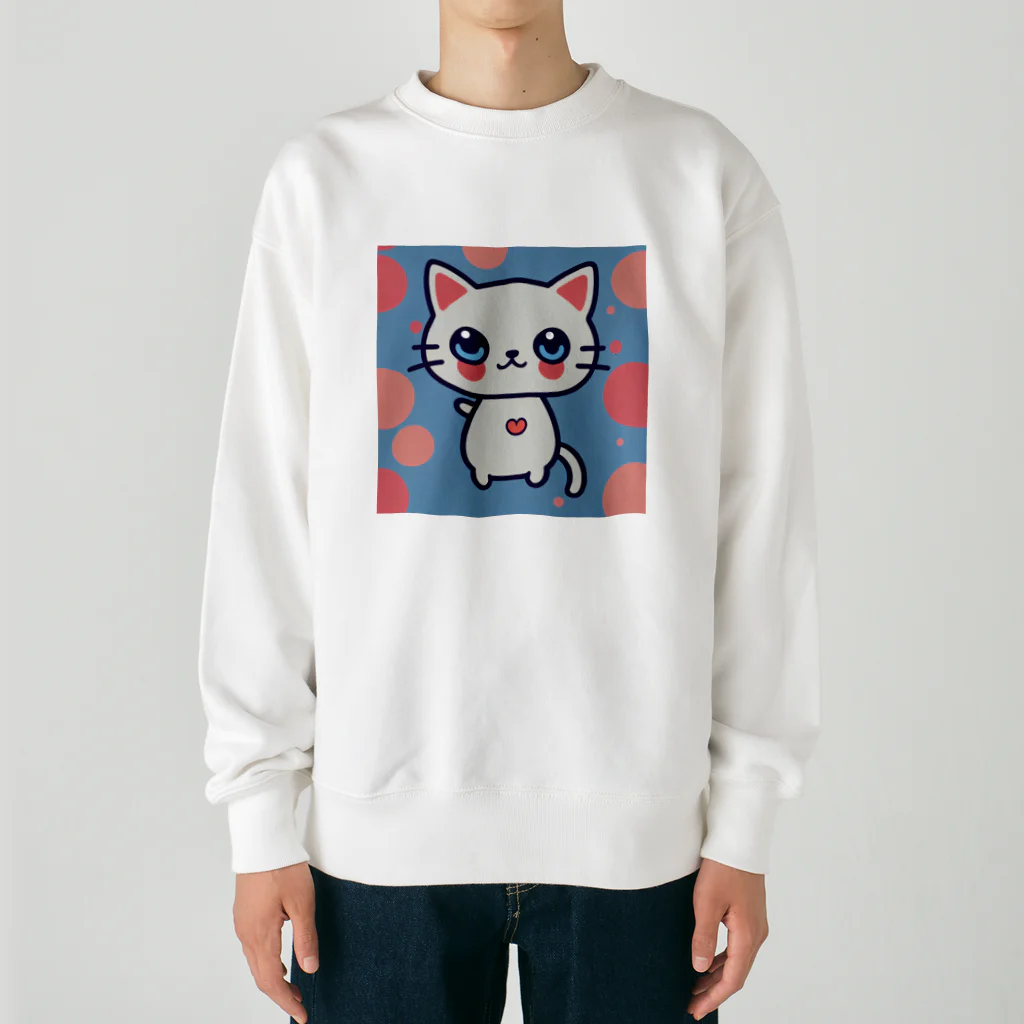 A31eの狛猫のミケ「はーとびーと」 Heavyweight Crew Neck Sweatshirt