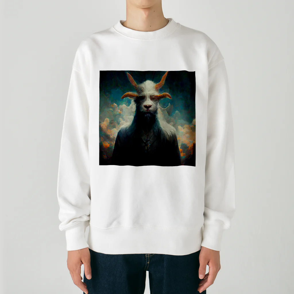 temple t-shirtshopのヤギの神様 Heavyweight Crew Neck Sweatshirt