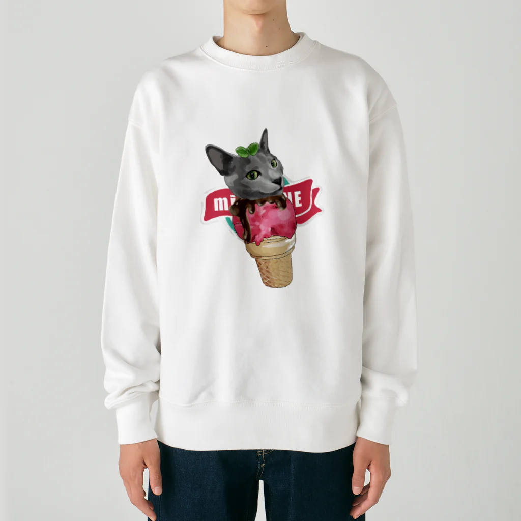 みきぞーん｜保護猫 ミッキー画伯と肉球とおともだちのleon Heavyweight Crew Neck Sweatshirt