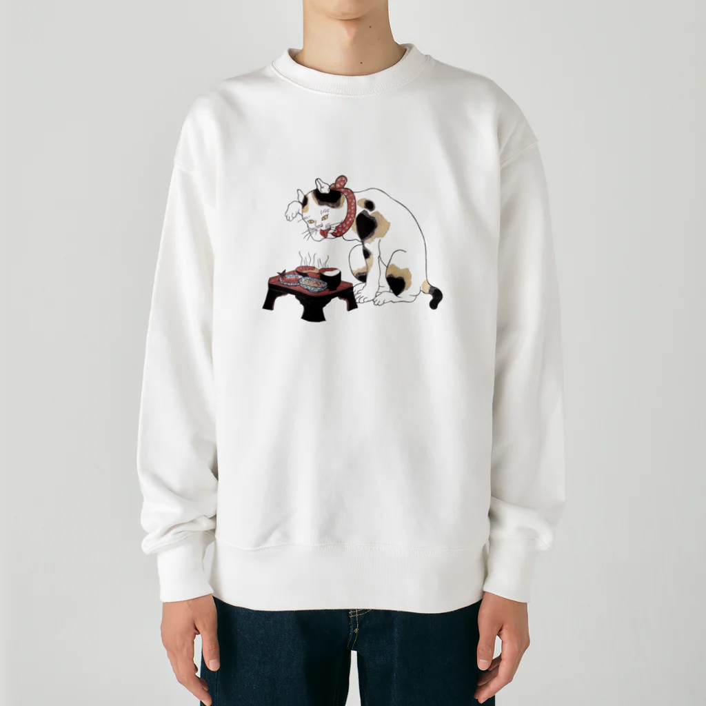 ねこ山うさぎの猫のご馳走🐱 Heavyweight Crew Neck Sweatshirt