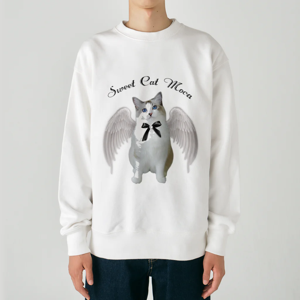 ふとんの♱𝔞𝔫𝔤𝔢𝔩 𝔠𝔞𝔱 𝔪𝔬𝔠𝔞♱ Heavyweight Crew Neck Sweatshirt