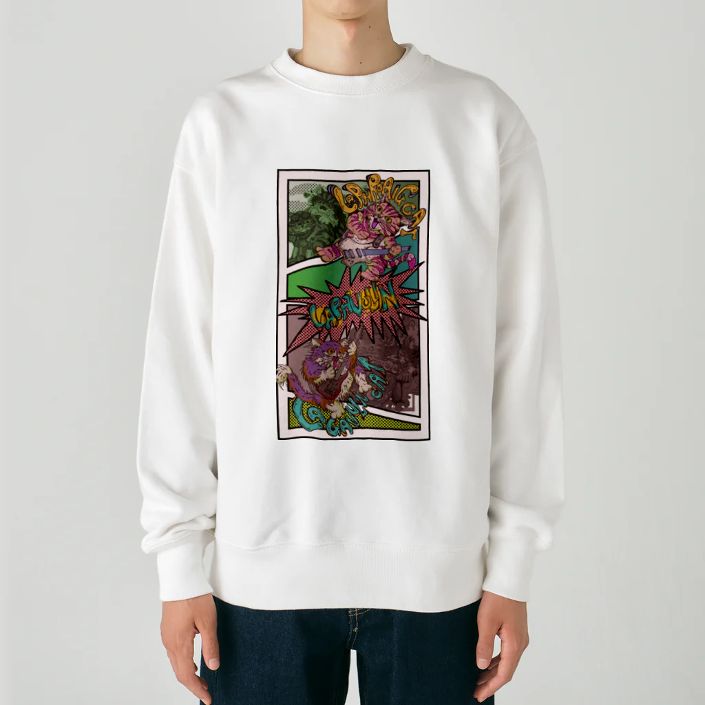 ねこのLAPHCONESSのラフヴーリン　アメコミ風透過 Heavyweight Crew Neck Sweatshirt