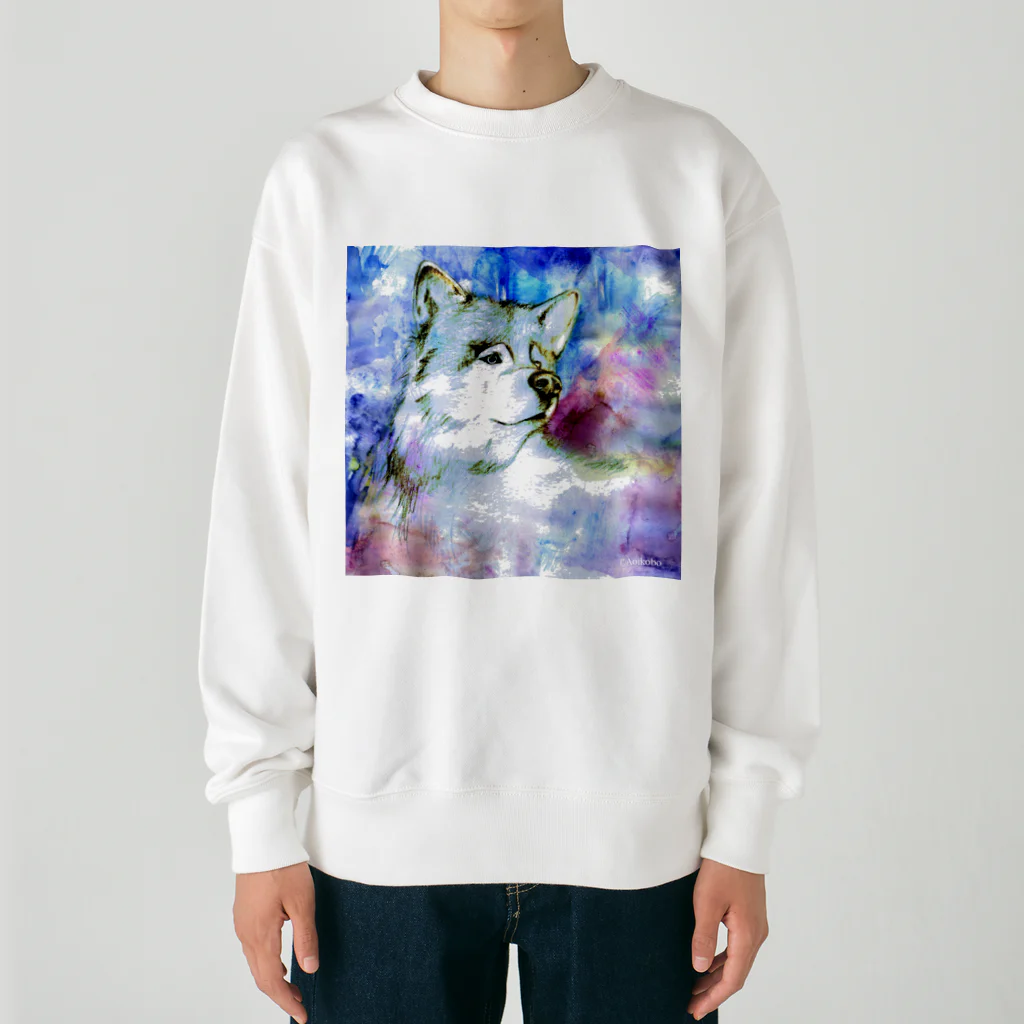 黒澤あおいのイラスト-オオカミ- Heavyweight Crew Neck Sweatshirt