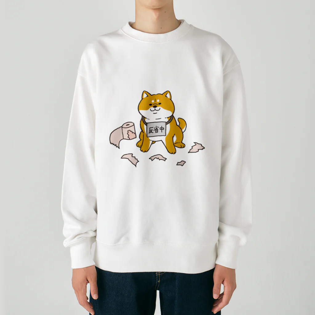 もんとみ | もっちり動物造形作家の反省の色が見えない柴犬 Heavyweight Crew Neck Sweatshirt