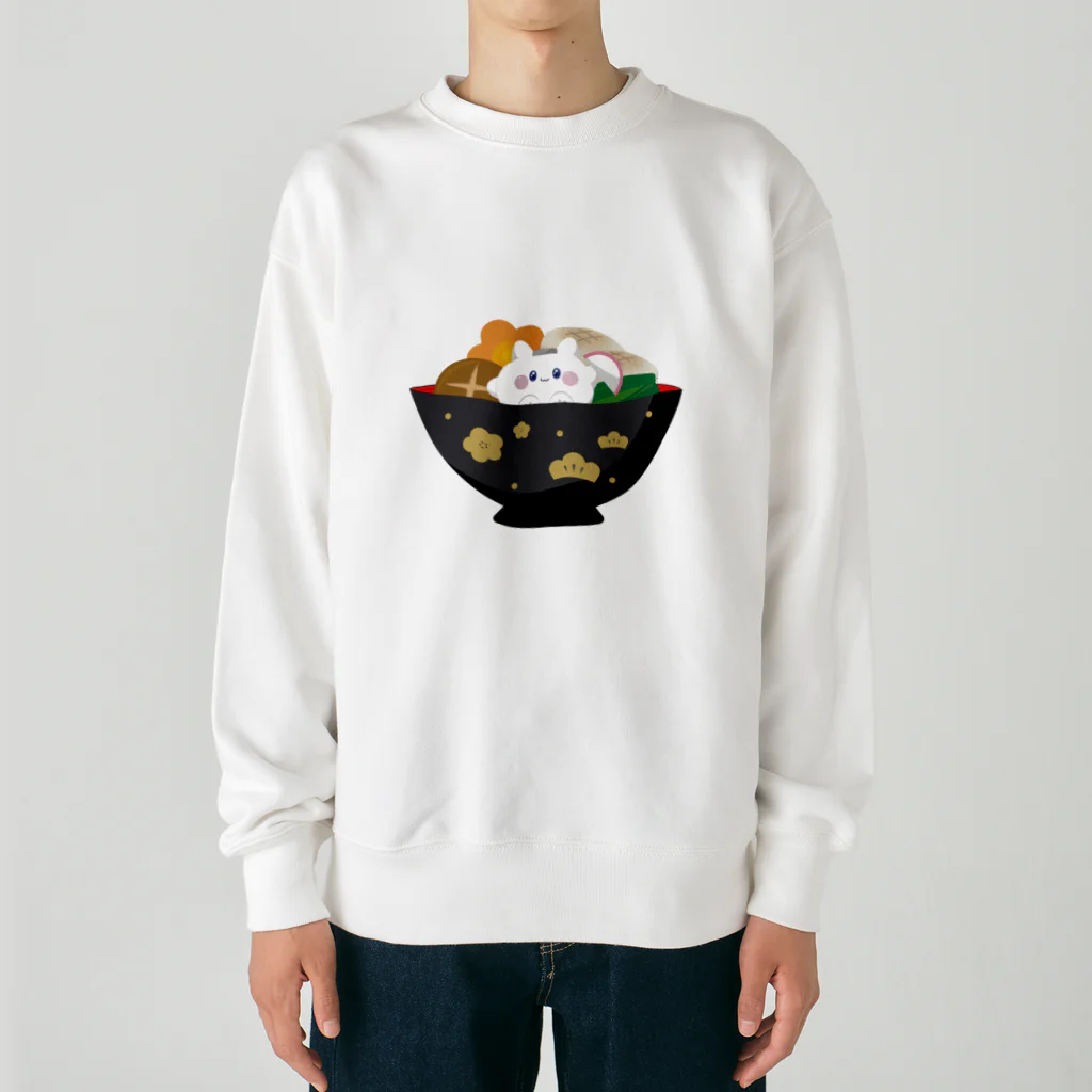 Kawaii-Japanのお雑煮の中のおにぎりさん Heavyweight Crew Neck Sweatshirt