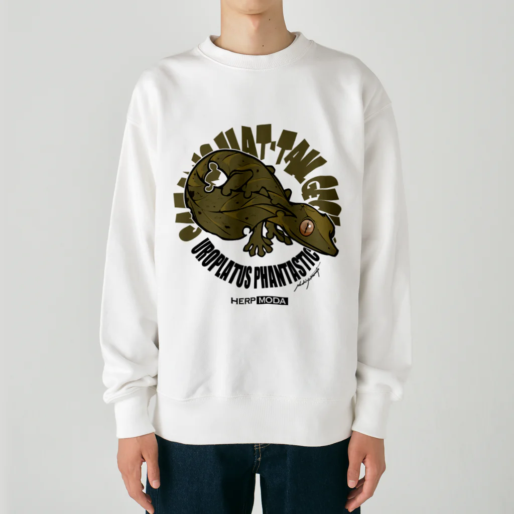 HERP MODA by ヤマモトナオキのエダハヘラオヤモリ/グリーン Heavyweight Crew Neck Sweatshirt