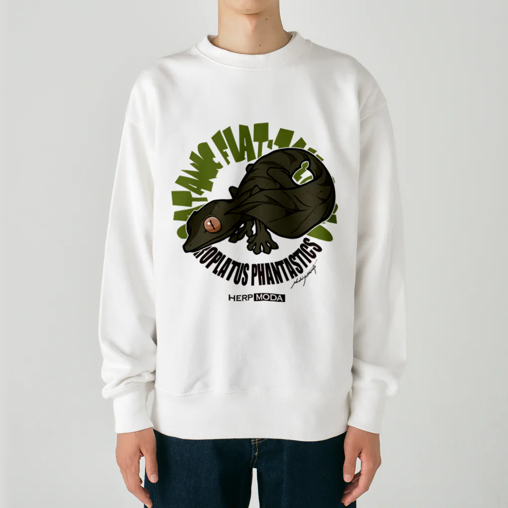 HERP MODA by ヤマモトナオキのエダハヘラオヤモリ/ダークグリーン Heavyweight Crew Neck Sweatshirt