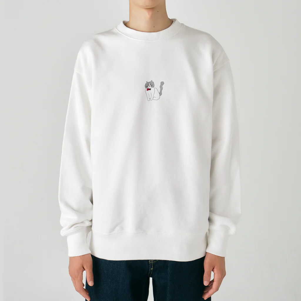 お髭ちゃんのおみせ。のおでこハート猫ちゃん Heavyweight Crew Neck Sweatshirt