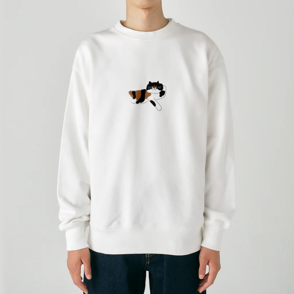 お髭ちゃんのおみせ。のあざとい猫ちゃん Heavyweight Crew Neck Sweatshirt