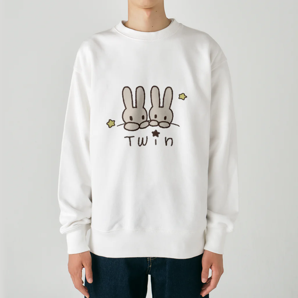 多胎児応援し隊の双子うさぎ Heavyweight Crew Neck Sweatshirt