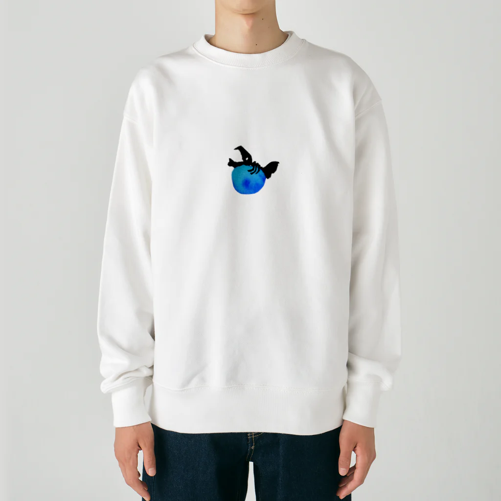 YuDesign￤ゆうデザインのぷくっといきものシリーズ魚ブルー Heavyweight Crew Neck Sweatshirt