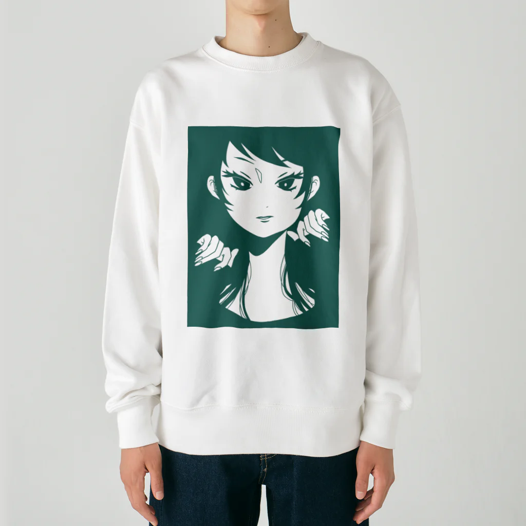 ねむ吉屋のつり目の女の子 Heavyweight Crew Neck Sweatshirt