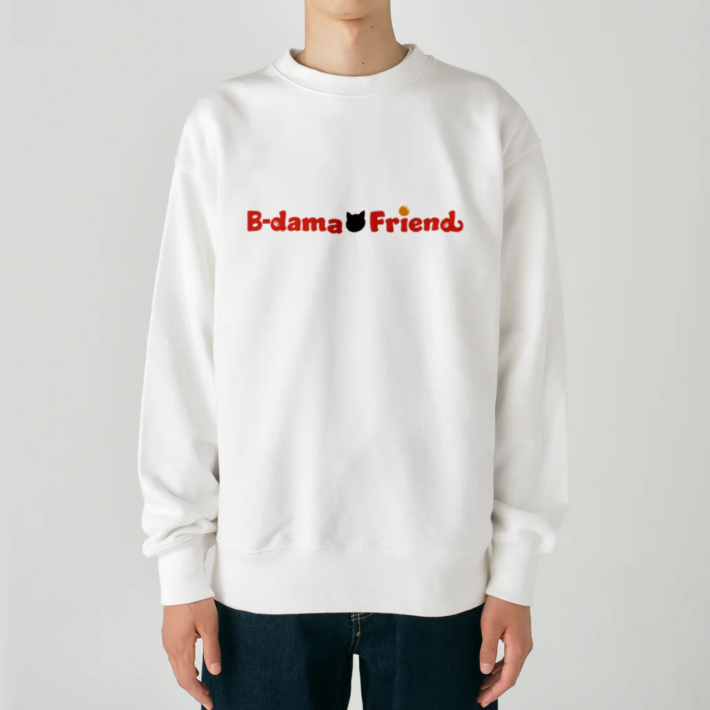 B-damaFriendオリジナルグッズのビー玉フレンド 猫&ロゴ2 Heavyweight Crew Neck Sweatshirt