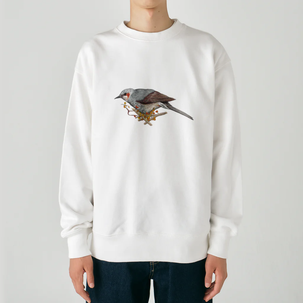 森図鑑の[森図鑑] ヒヨドリとツルウメモドキ Heavyweight Crew Neck Sweatshirt