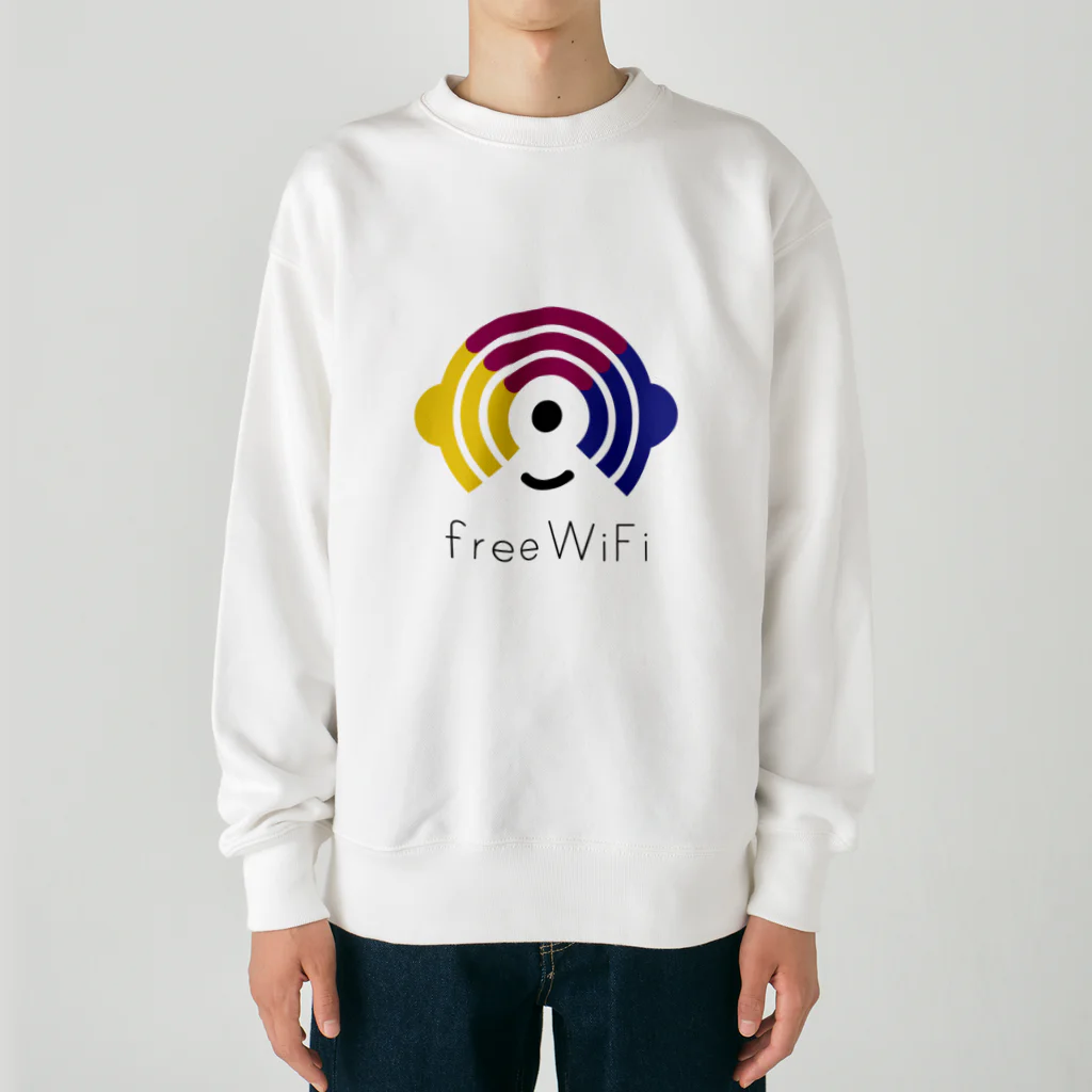 Free-WiFiのFree WiFi ロゴ グッズ（薄地） Heavyweight Crew Neck Sweatshirt