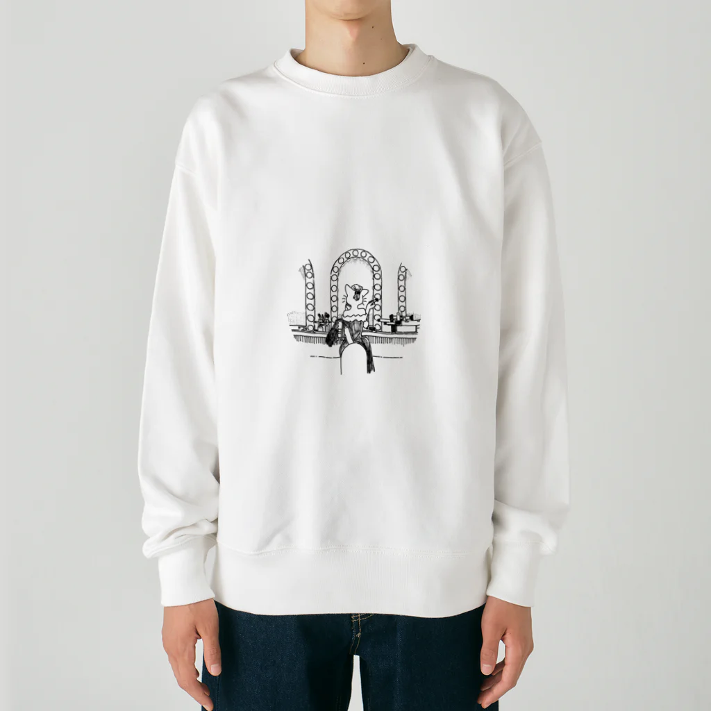 空想画学販売所のメイクルームのネコ女優 Heavyweight Crew Neck Sweatshirt