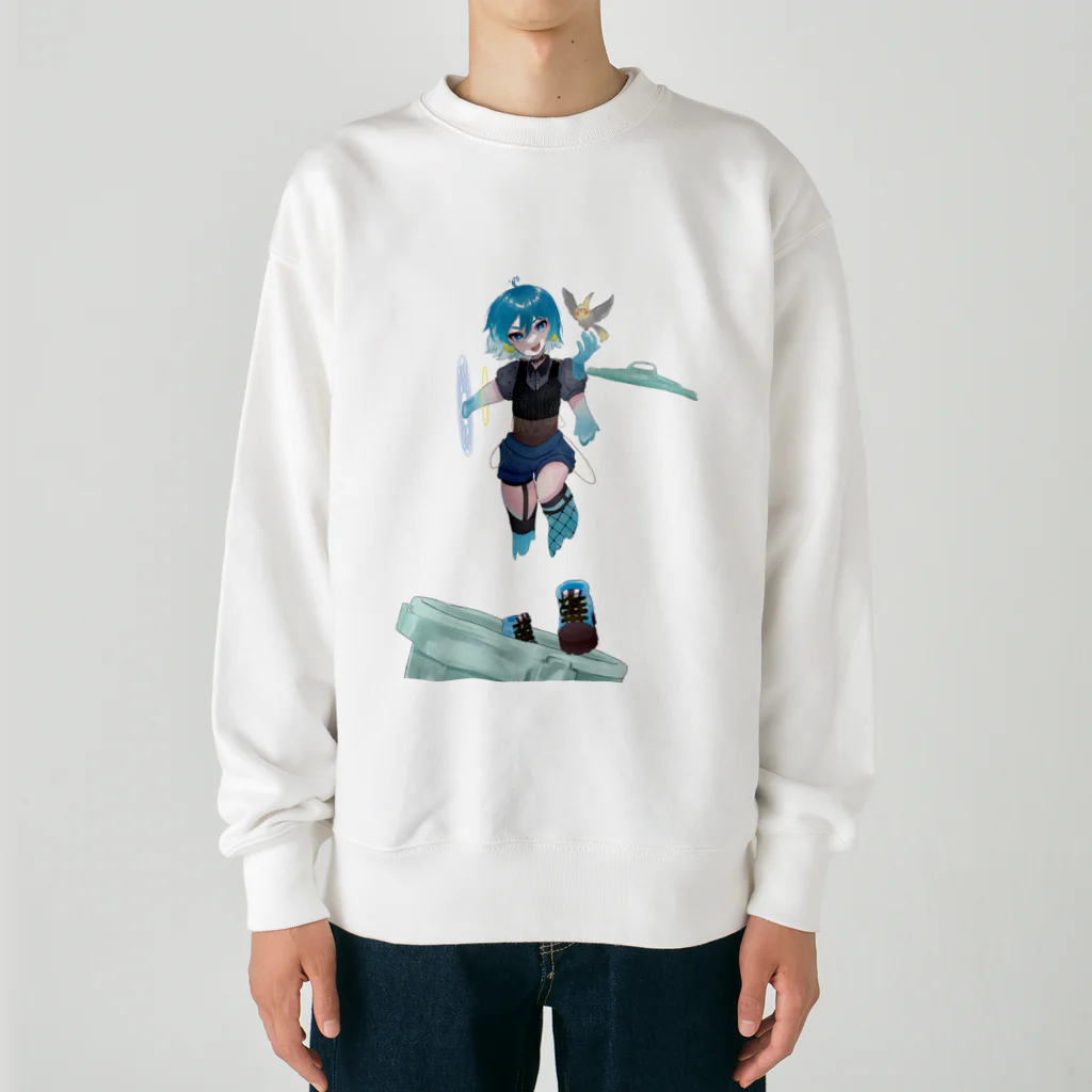 スライムバケツ店の有馬千草ママ冷音ちゃん（右手異空間B） Heavyweight Crew Neck Sweatshirt