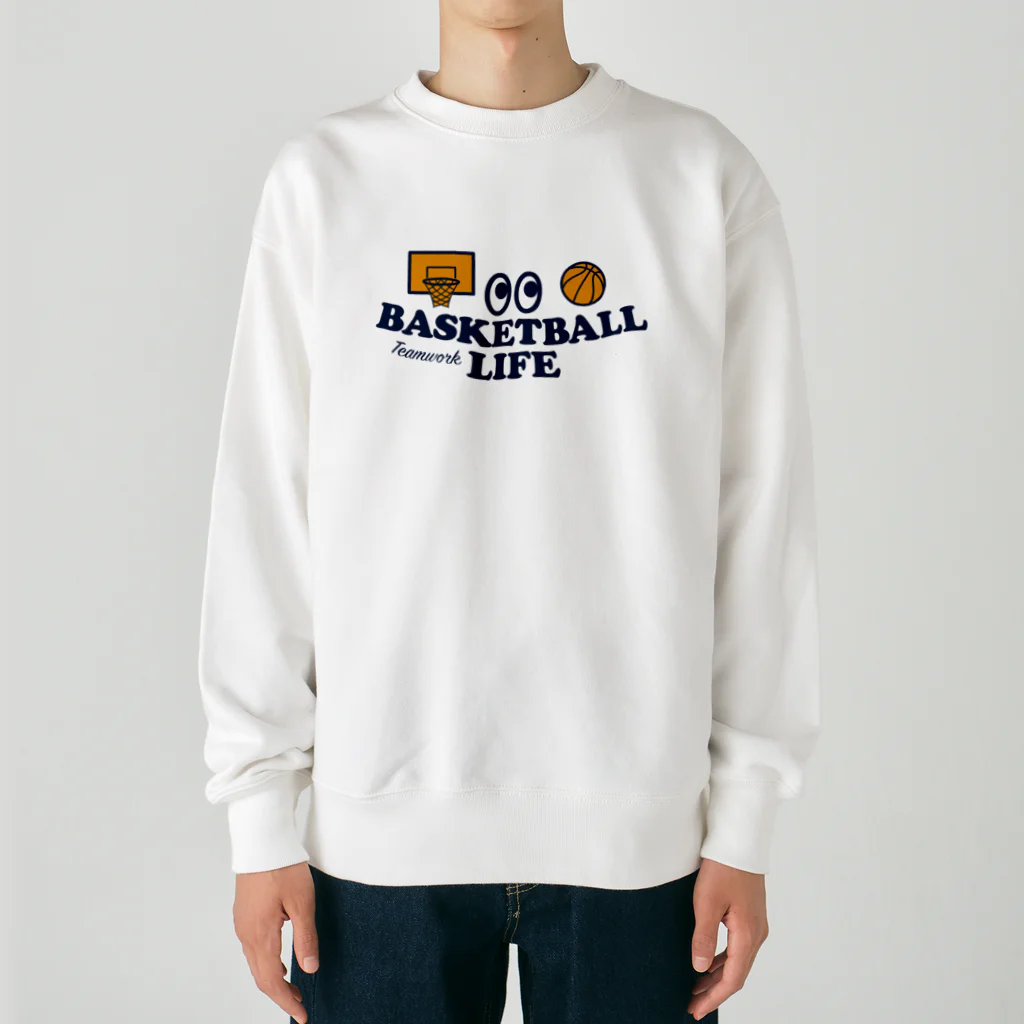 sports_tower スポーツタワーのバスケットボール・目玉・BASKETBALL・デザイン・グッズ・Tシャツ・イラスト・サークル・かっこいい・かわいい・バスケ男子・バスケ女子・有力・確実・有望・部活・チームT・バスケ部・応援 Heavyweight Crew Neck Sweatshirt