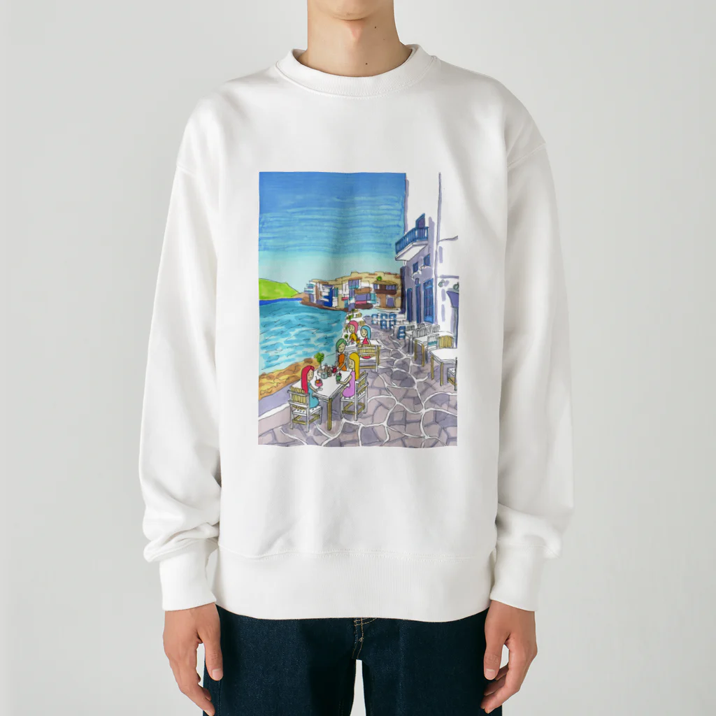 AKISENのエーゲ海カフェガールズ Heavyweight Crew Neck Sweatshirt