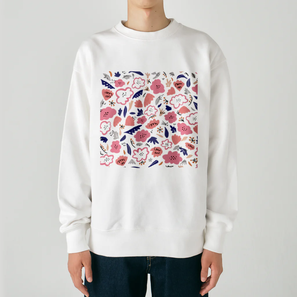 Katie（カチエ）の抽象的な手描きの花柄 Heavyweight Crew Neck Sweatshirt