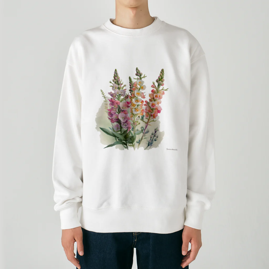 botanicalartAIのキンギョソウ Heavyweight Crew Neck Sweatshirt