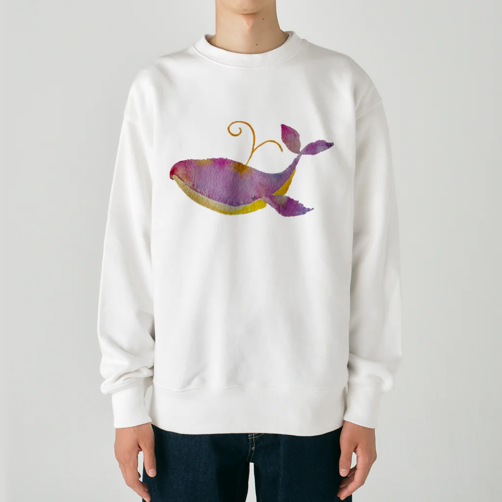 暖暖あたたかのピンクのクジラ Heavyweight Crew Neck Sweatshirt