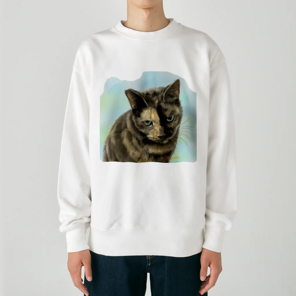 kinako-japanのサビ猫のオペラ座ちゃん Heavyweight Crew Neck Sweatshirt