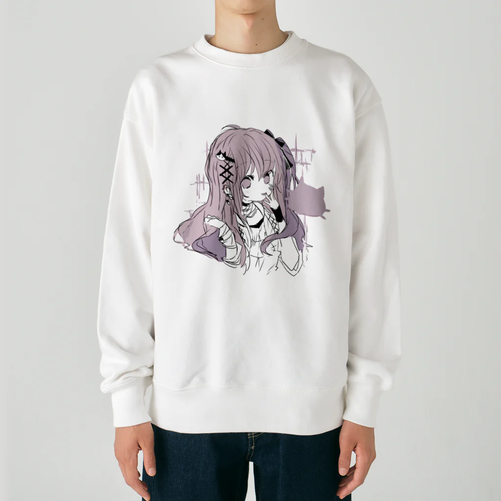 blossomのピンク✖紫系の地雷女の子 Heavyweight Crew Neck Sweatshirt