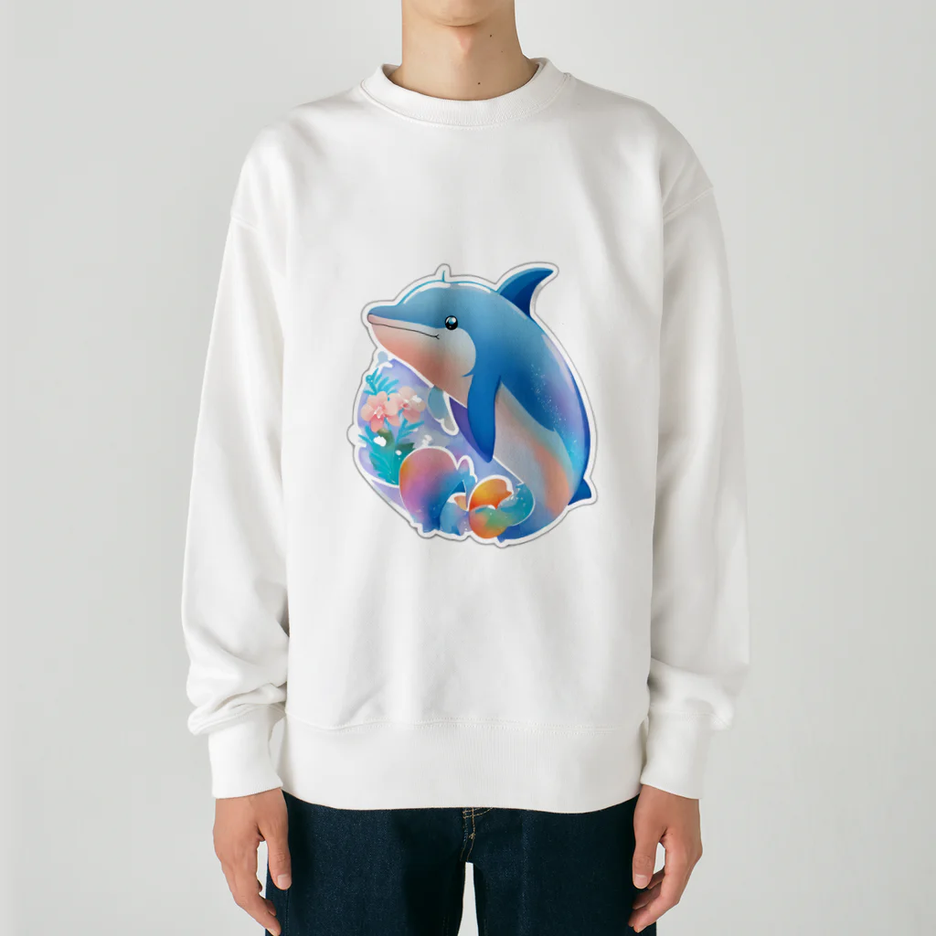 dolphineの可愛いイルカ Heavyweight Crew Neck Sweatshirt