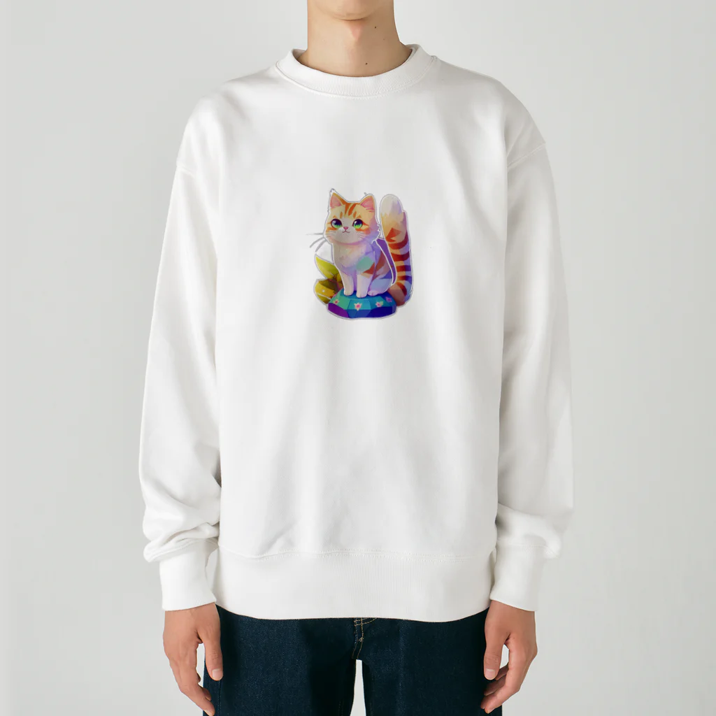 dolphineの上目遣いで見上げるrainbow cute cat Heavyweight Crew Neck Sweatshirt