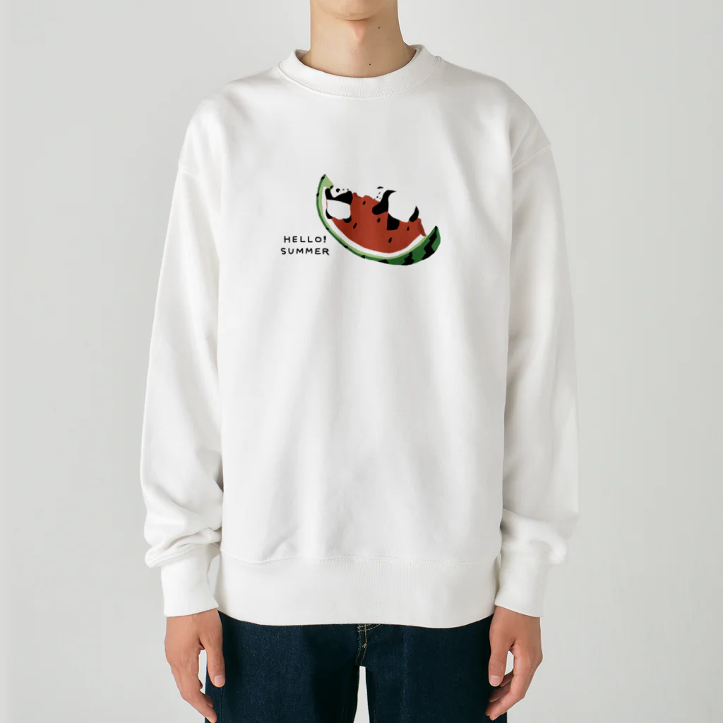 kiki25のゆらゆらスイカとすやすやパンダたち Heavyweight Crew Neck Sweatshirt