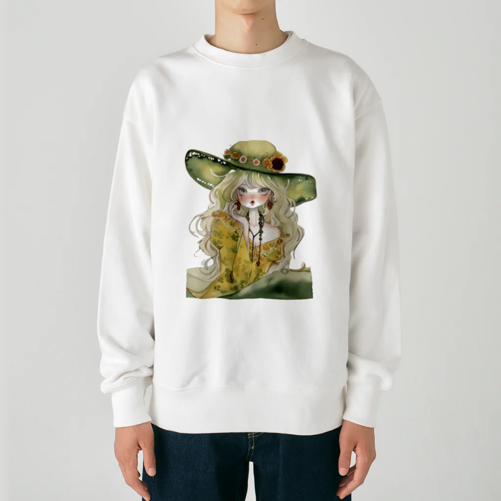 天道虫のLady with Emerald Hat Heavyweight Crew Neck Sweatshirt