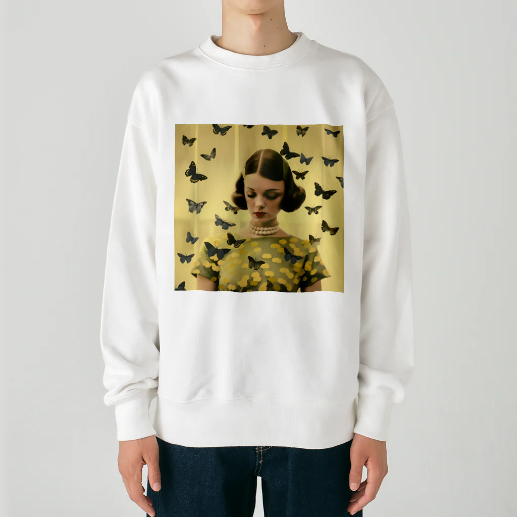 リトルショップオブdaisyの蝶 Heavyweight Crew Neck Sweatshirt