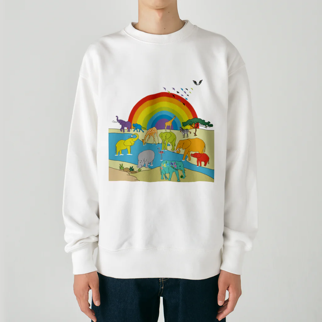 KANAT  LAMHITAのサファリの象たち Heavyweight Crew Neck Sweatshirt