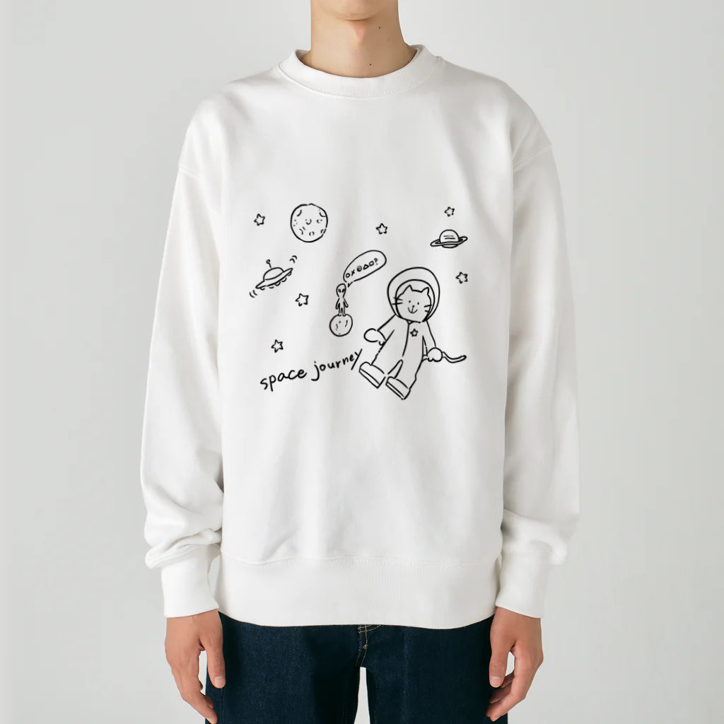 ひよこ工房の宇宙と猫 Heavyweight Crew Neck Sweatshirt