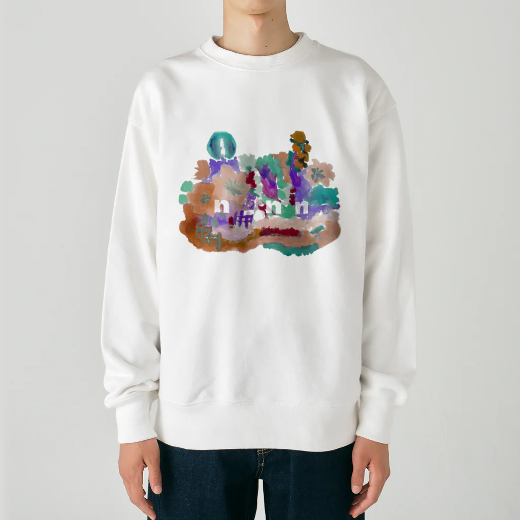 POWAQAの花畑と窓の外(色違いとロゴ有りver) Heavyweight Crew Neck Sweatshirt