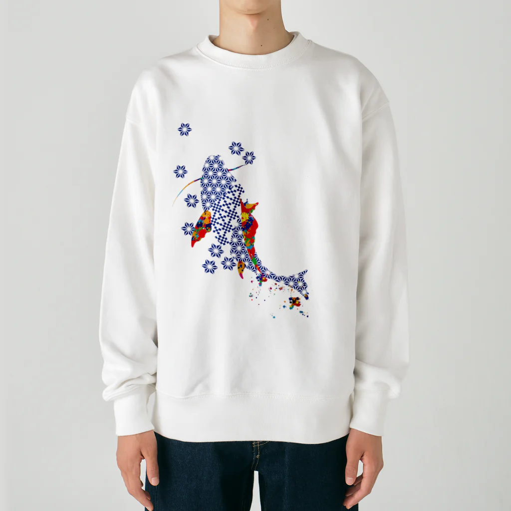 cuuyabowの鯉のぼり・和柄＆スプラッシュ / Navy Heavyweight Crew Neck Sweatshirt