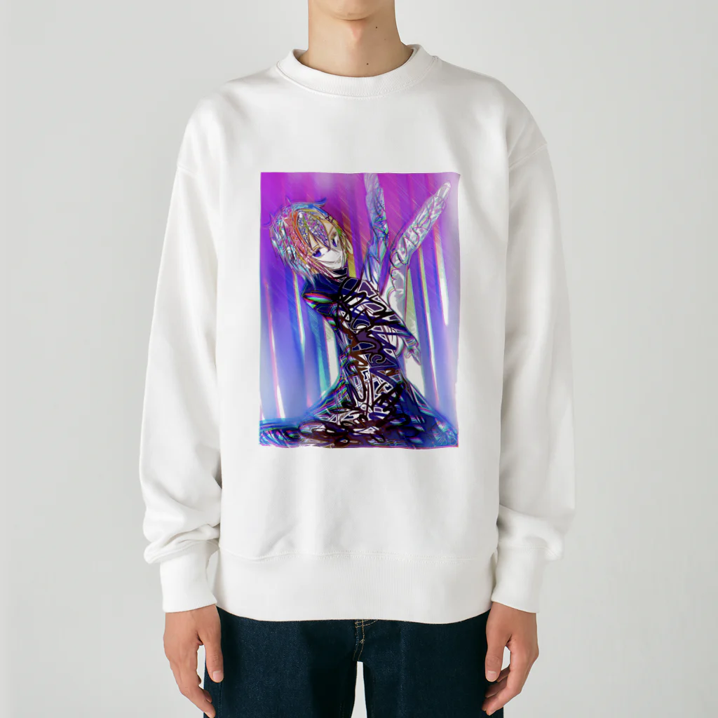 銀海りきる🦎🎨のステンドグラス風男の子（銀） Heavyweight Crew Neck Sweatshirt